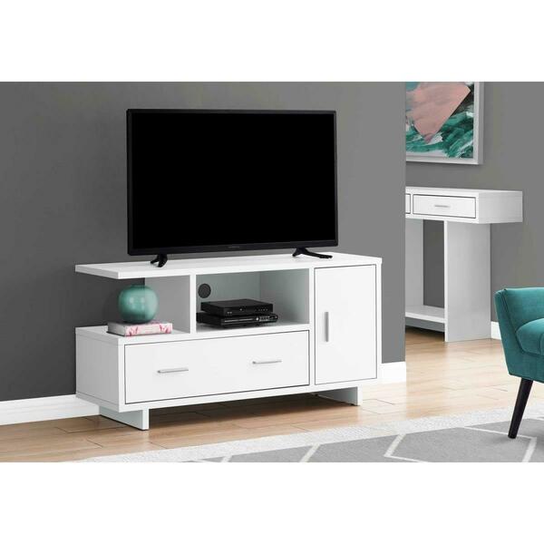 Magneticismmagnetismo 23.75 in. White Particle Board, Hollow Core, MDF TV Stand with Storage MA3091790